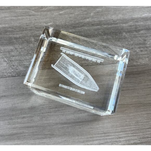 BAE Systems Military Protector Ship 3D Etched Crystal Block Paper Weight - Picture 3 of 3